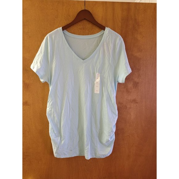 Women's Short Sleeve V-Neck Side Shirred Maternity T-Shirt - Isabel Maternity by - Picture 3 of 7